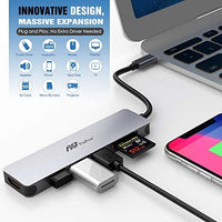 USB C Hub Multiport Adapter - 7 in 1 Portable Space Aluminum Dongle with 4K HDMI Output, 3 USB 3.0 Ports, SD/Micro SD Card Reader Compatible for MacBook Pro, XPS More Type C Devices: Computers & Accessories